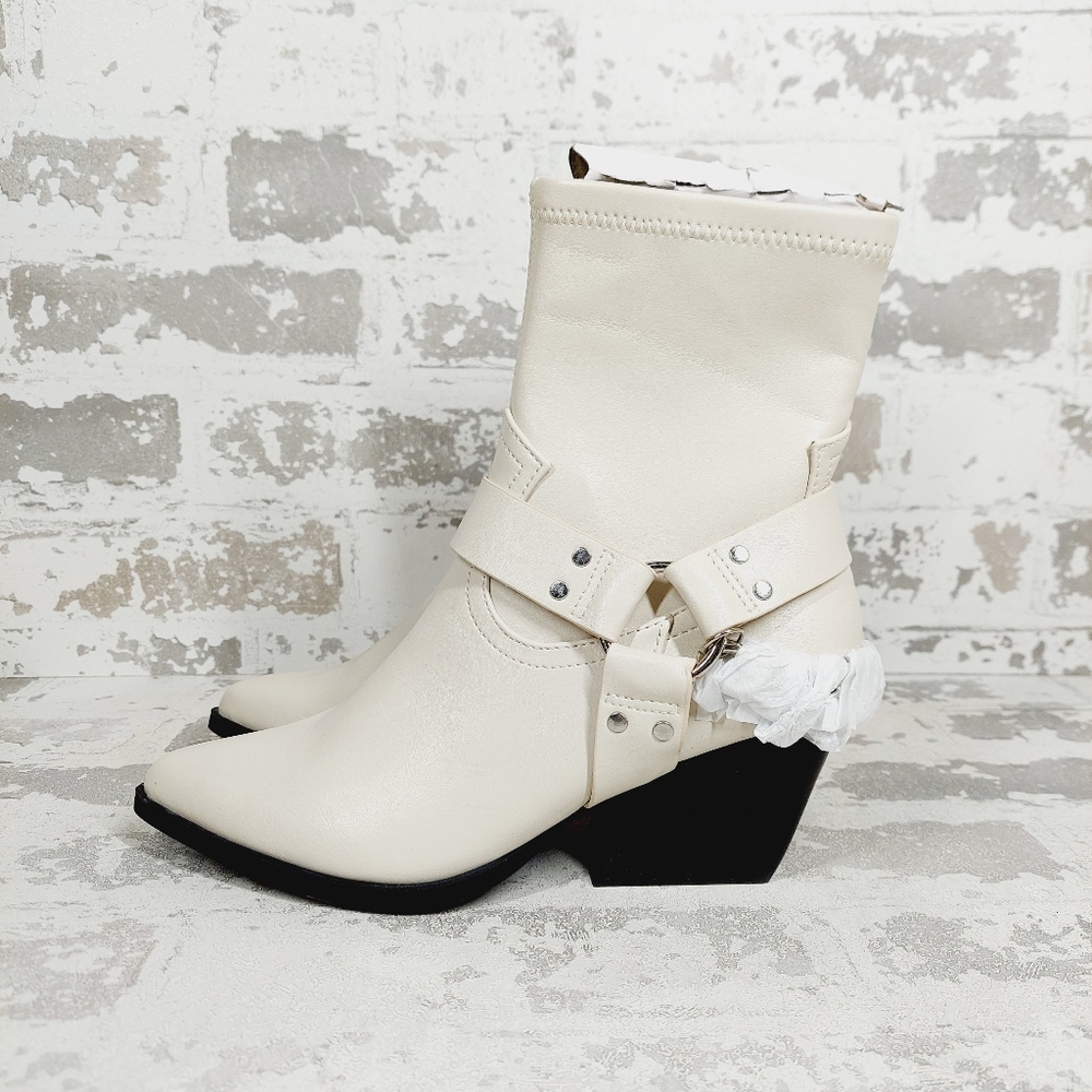 New Dolce Vita Keeler Moto Harness Ivory Western Boot i244